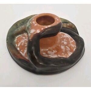 Antique Weller Pottery Malvern Snake Candle Holder Arts Crafts Signed 4.5 X 2 In